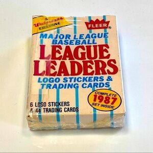 Rate 1987 Walgreens Fleer Baseball League Leaders 44 Card Set & 6 Logo Stickers‍